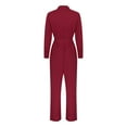 thumbnail image 6 of Up to 65% off SEMPAI Womens Fashion Wide Leg Pants Pure Color Long Sleeve Jumpsuit With Belt Valentines Day, 6 of 7