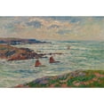 thumbnail image 2 of Henry Moret 14x11 Gold Ornate Wood Frame and Double Matted Museum Art Print Titled - The Entrance to the Port of Doelan, Finistere (1909), 2 of 4