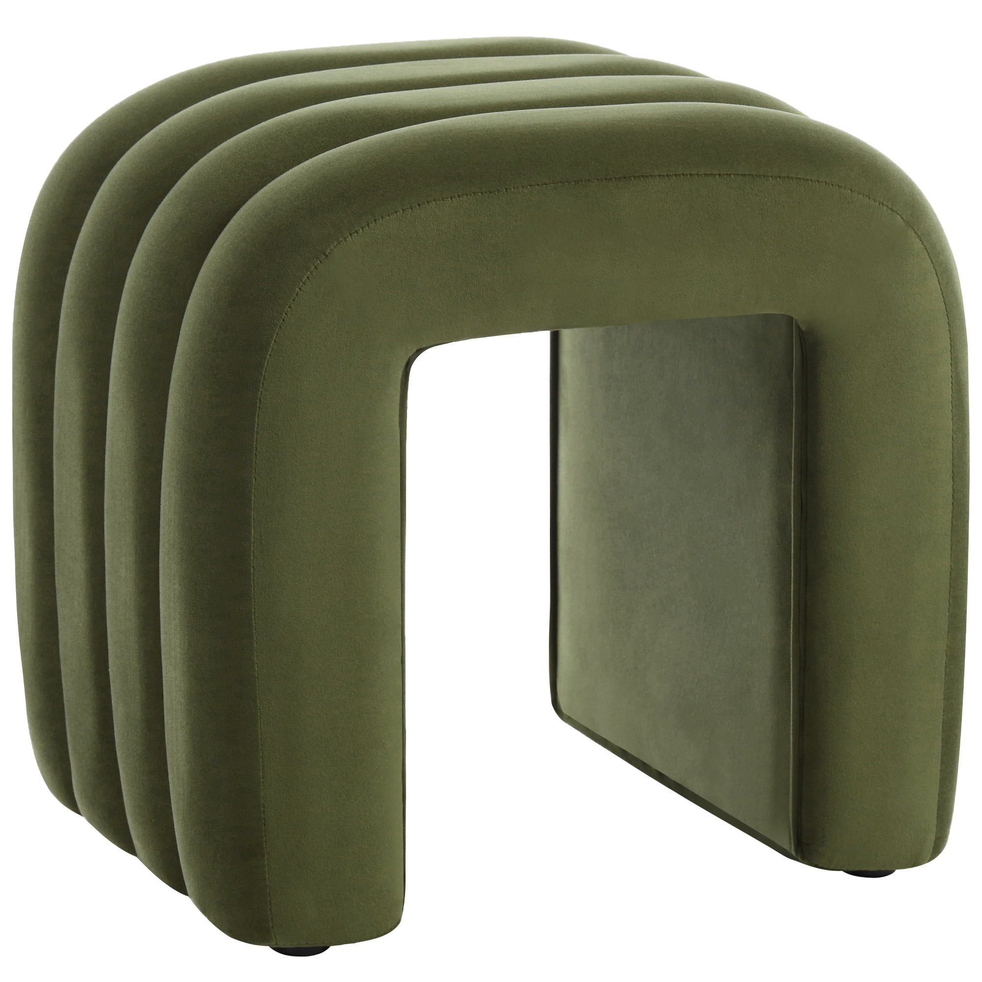 Zesthouse Multi-Functional Ottoman Stool, Tufted Velvet Foot Stools Ottoman for Couch, Modern Vanity Stool for Living Room, Bedroom and Entryway, Green