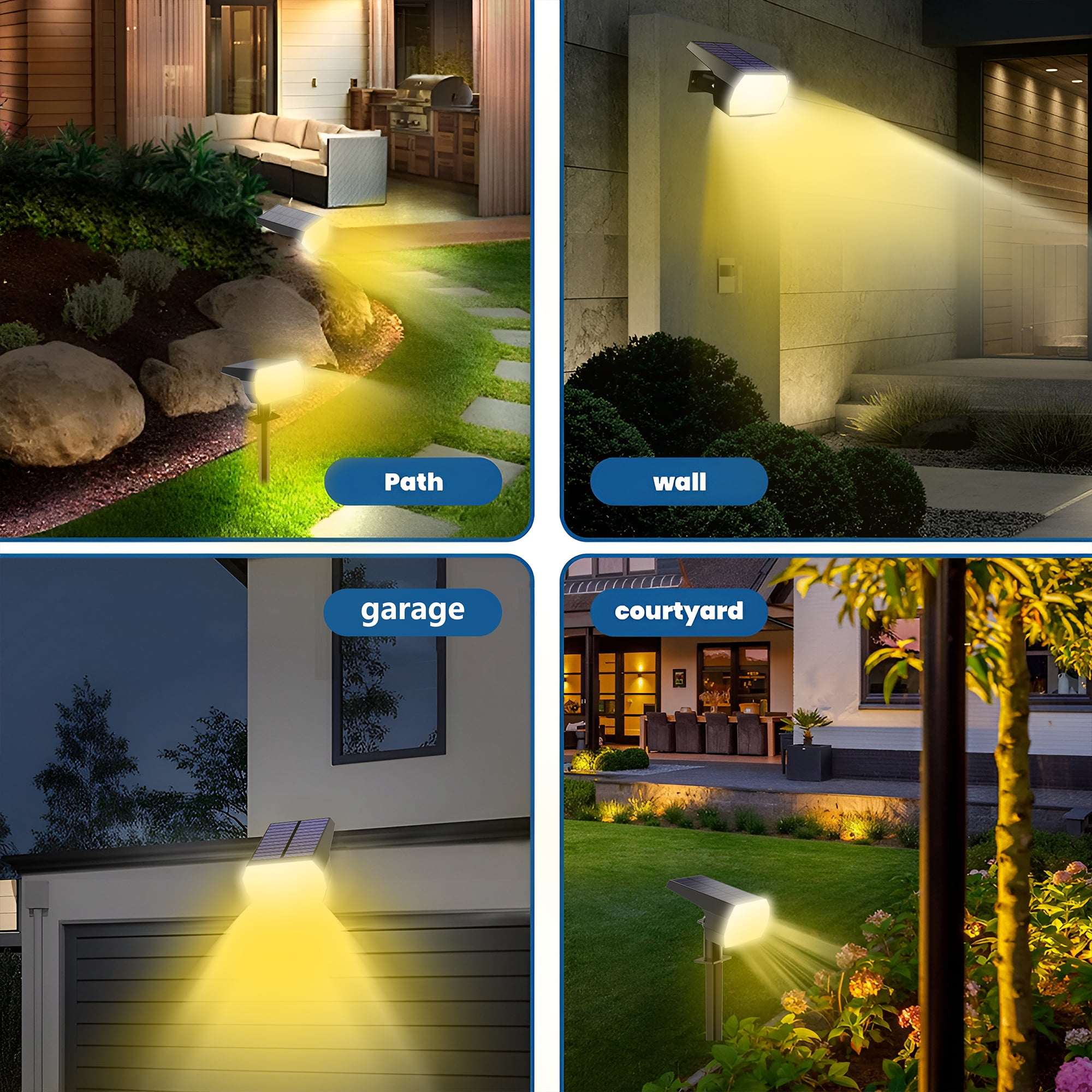 DAYBETTER Solar Lights Outdoor, IP65 Waterproof 64LEDs Dual-purpose Lights, Solar Spot Lights with 3 Brightness Modes for Garden Yard Patio Pool Driveway Walkway (6pack-Warm White)