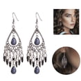 thumbnail image 2 of Jewelry VerPetridure Creative Bohemian Vintage Carved Water Drop Tassel Earrings, 2 of 4