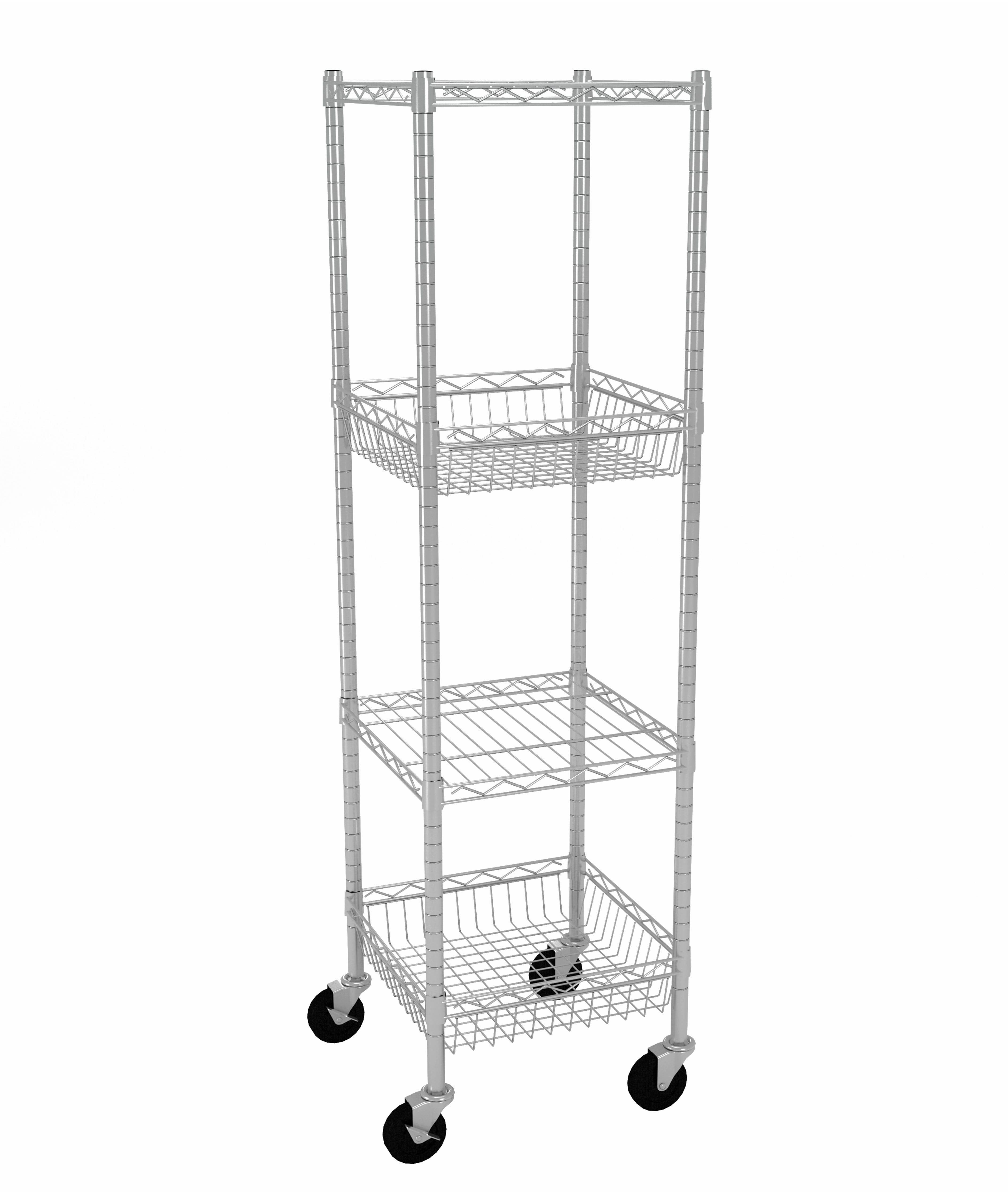 Hyper Tough 4 Shelf Steel Wire Shelving Tower with Caster 16"Dx16"Wx57.4"H, Chrome