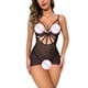 thumbnail image 3 of Gibobby Lenceria mujer sexy Conjunto de Lencería de Malla, Elegante Conjunto de Lencería con Bordado de Bloques de Color Ajustable para Mujer para Luna(Negro, XG), 3 of 5