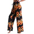thumbnail image 2 of Pantalones de cintura alta de pierna ancha pantalones de pierna ancha con cordón casual fibra de poliéster amigable con la piel para ir de compras para trabajar, 2 of 6