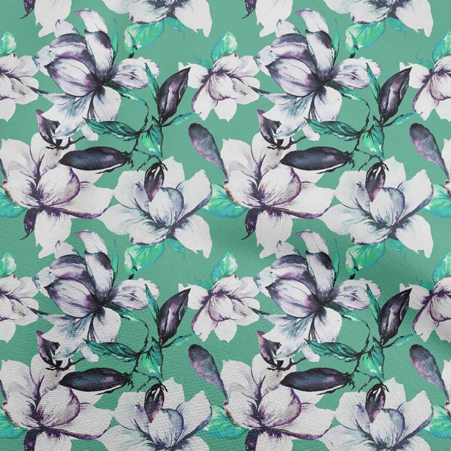 oneOone Rayon Sea Green Fabric Florals Sewing Material Print Fabric By The Yard 56 Inch Wide