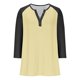 thumbnail image 4 of Cowsor Girl's Casual 3/4 Sleeve T Shirts Button V Neck Tunic Blouses Color Block Basic Tee Tops Loose Fit Summer Shirt, 4 of 6