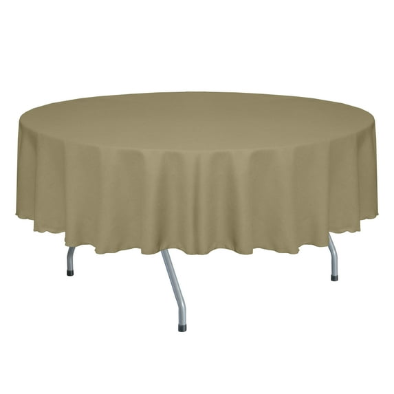 Ultimate Textile (5 Pack) Faux Burlap - Havana 84-Inch Round Tablecloth - Basket Weave, Natural