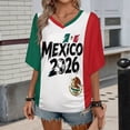 thumbnail image 2 of Soccer Cup 2026 Jersey MEXICO Soccer for Women with Colombia Flag Color Block and V Neck Short Sleeves Featuring Breathable Fabric for Tailgating Events Beach Outings Summer Festivals Sky Blue XXL, 2 of 6