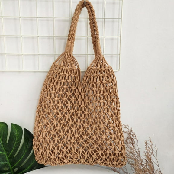 HAMPPLIES Beach Bag Aesthetic Handwoven Tote Bag Women Light Brown Casual 1Pack