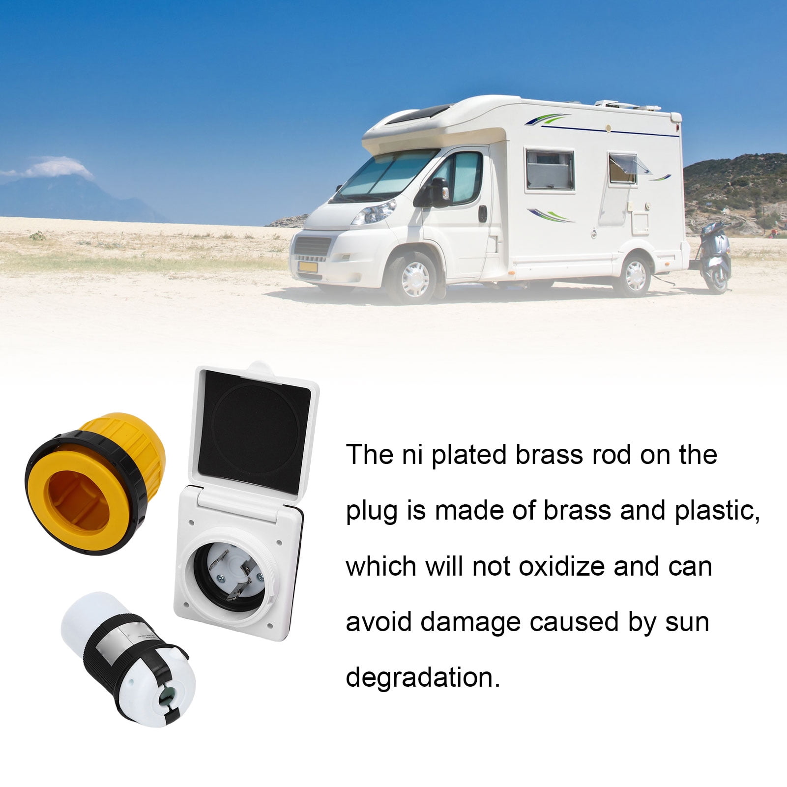Rupoun 30AMP RV Power Inlet Shore Kit, 125V NEMA L5-30P and L5-30R Twist Lock Plug Connector Set with Cover for Camper Trailer, 10.63 inches / 27.00 cm