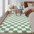 thumbnail image 4 of Haperlare 8'x10' Checkered Shag Rug Fluffy Area Rug Carpet, Non-Slip Non-Shedding Indoor Rug Fuzzy Shaggy Floor Mats for Living Room Bedroom Dining Room, Green, 4 of 9