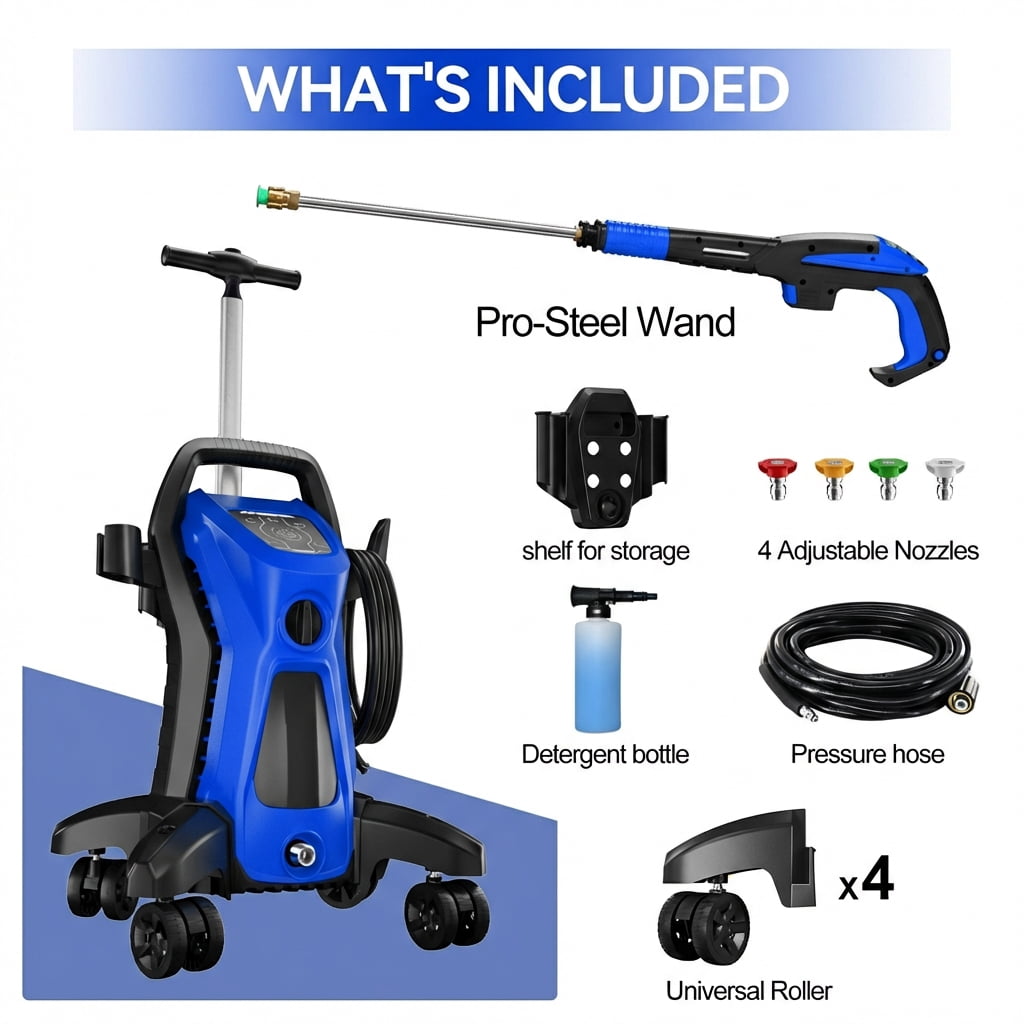 Pressure Washer 4500PSI-Max 3.2GPM Power Washer Touch Screen Adjustable Pressure,4 Nozzles and 500ml Foam Cannon Power Washer Cleaning for Car, Home, Driveway, Yard, Outdoor, Gutter, Pool