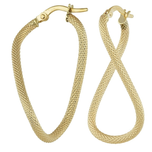 KoolJewelry 10k Yellow Gold Textured Twisted Oval Hoop Earrings