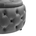 thumbnail image 5 of Partner Furniture 28" Round Velvet Tufted Storage Ottoman in Gray, 5 of 8