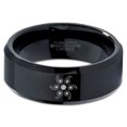 thumbnail image 2 of Tungsten Boho Flower Circle Band Ring 8mm Men Women Comfort Fit Black Beveled Edge Polished, 2 of 4