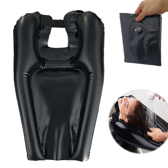 1 Uds bandeja para champú fregadero bandeja para champú de PVC portátil de inflado rápido bandeja de PVC para el cuidado del cabello de belleza negro Sailing Electrónica