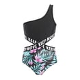 thumbnail image 6 of CHICTRY 2Pcs Girls Printed Swimwear Long Sleeve Tops Rash Guard with Single Shoulder Swimsuit for Pool Beach Swimming A Zipper Lily 14, 6 of 7