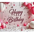 thumbnail image 4 of Pink Backdrop Banner with Happy Birthday Text Balloons Stars and Confetti Birthday Party Decoration Photography Props Party Supplies Decor Background, 4 of 8