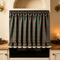 thumbnail image 4 of DeChang Christmas Oven Door Curtain, Plaid Festive Kitchen Half Curtain with Bowknot Lace Ruffle Trim, Washable Easy Install Vintage Holiday Home Appliance Decor,Multicolor, 4 of 6