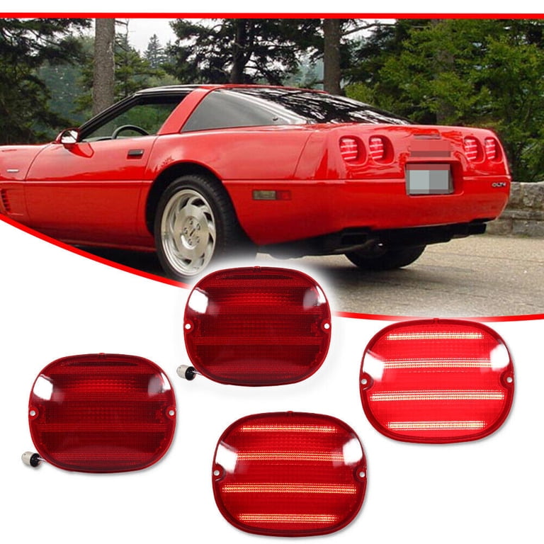GTINTHEBOX (Set/4) Red LED Brake Tail Lights Lenses For 1990-1996