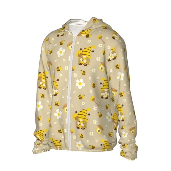 Picia Cute Bee Gnomes Women's Men's UPF 50  Sun Protection Hoodie Shirt Long Sleeve SPF Fishing Outdoor UV Hiking Lightweight Shirts-Small