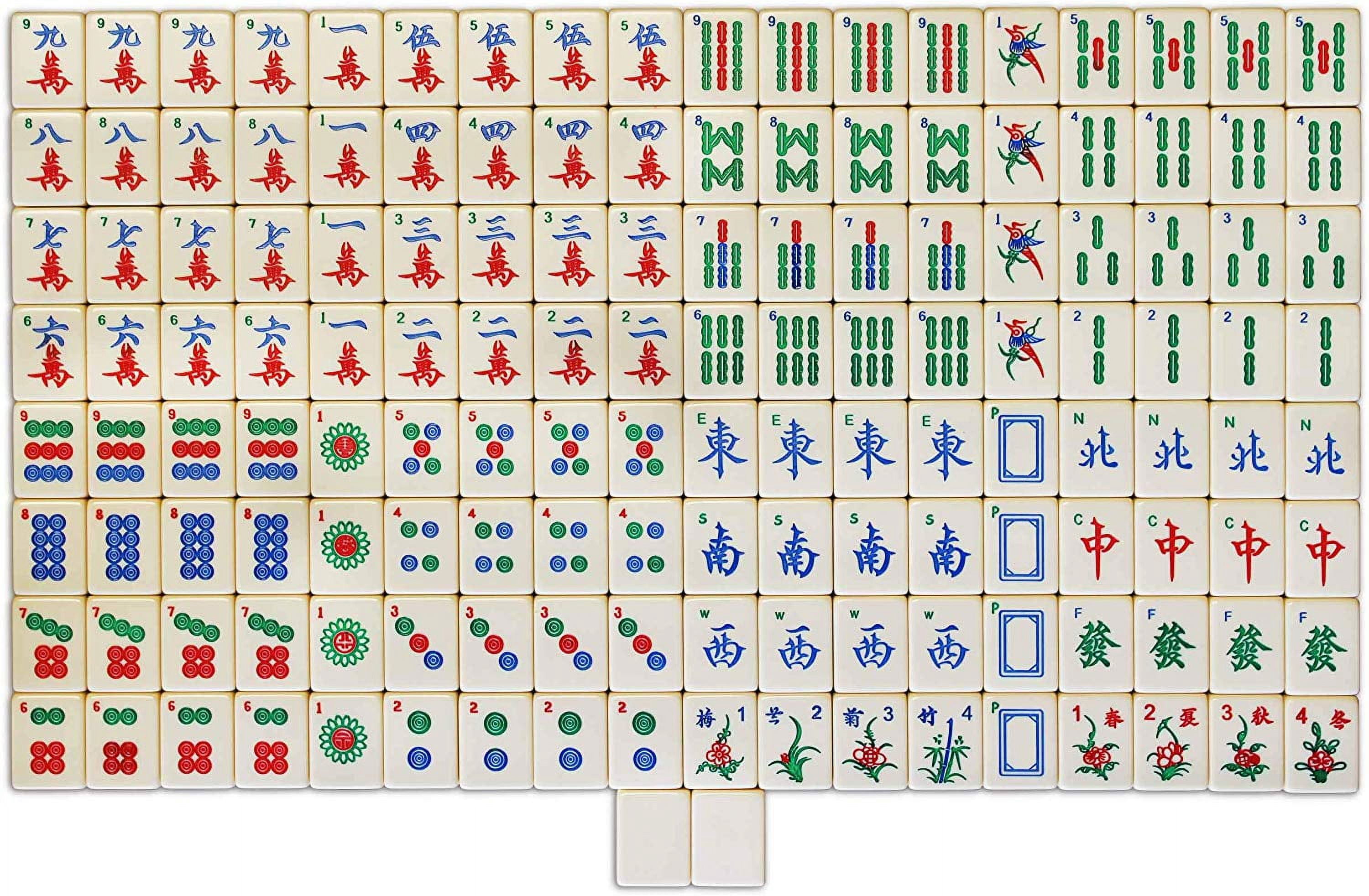 Chinese Mahjong X-Large 144 Numbered White Ivory Color Melamine Tiles 1.5 Inch Large Tile with Carrying Travel Case Pro Complete Game Set -( Majiang,Mah Jong, Mahjongg, Mah-Jong)