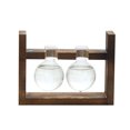 thumbnail image 1 of Jarrón de madera de vidrio con diseño creativo y sencillo, contenedor hidropónico para plantas verdes, decoración de escritorio de estilo moderno (jarrón de doble bola sin planta)., 1 of 5