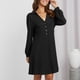 thumbnail image 3 of Vestido De Manga Larga, Cuello En V Para Mujer, Cierre De Botones, Lavable A Máquina, Bolsillos En El Pecho, Dobladillo Suelto, Amigable Con La Piel Para La Vida Diaria ANGGREK Otros, 3 of 5