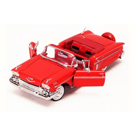 1958 Chevrolet Impala Convertible, Red - Motor Max 73267L - 1/24 Scale Diecast Model Toy Car (Brand New but NO BOX)