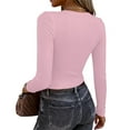 thumbnail image 3 of Resicozy Womens Long Sleeve Crop Tops Basic Slim Fitted Shirts Fashion 2026 Going Out Solid Color Tops Crewneck Clothes Pink M, 3 of 3