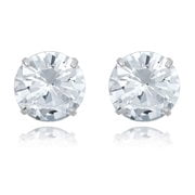 AVORA 10K White Gold 10mm Round Simulated Diamond CZ Stud Earrings
