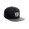 thumbnail image 2 of Daxton Classic Snapback Hat Old English Font Alphabet A to Z Flat Bill Visor Cap, Black Light Grey Hat, White W, 2 of 4