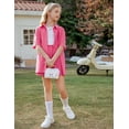 thumbnail image 4 of Oudiya Girls 2 Piece Summer Outfits Kids Cotton Button Down Short Sleeve Collared Linen Shirt and Short Set 6-13 Years, 4 of 9