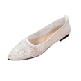 thumbnail image 2 of Samdudou Flat Shoes for Women Closed Toe Pointed Toe Slip On Loafers Elegant Sheer Mesh Floral Lace Upper Minimalist Lightweight Dressy Party Footwear, 2 of 8