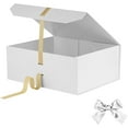 thumbnail image 2 of White Large Gift Box 13x11x5.3 Inches With Ribbon, Lid Magnetic Closure, Christmas, Rectangle Collapsible for Men Shoes (Glossy White), 2 of 14