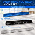 Engineering Set Square Ruler 12-inch 3-piece architectural and engineering metal ruler set, Black ...