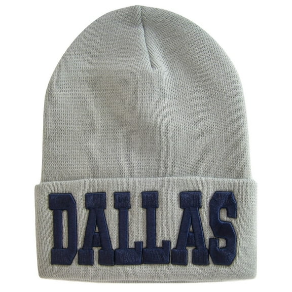Dallas Adult Size Winter Knit Cuffed Beanie Hat (Gray)