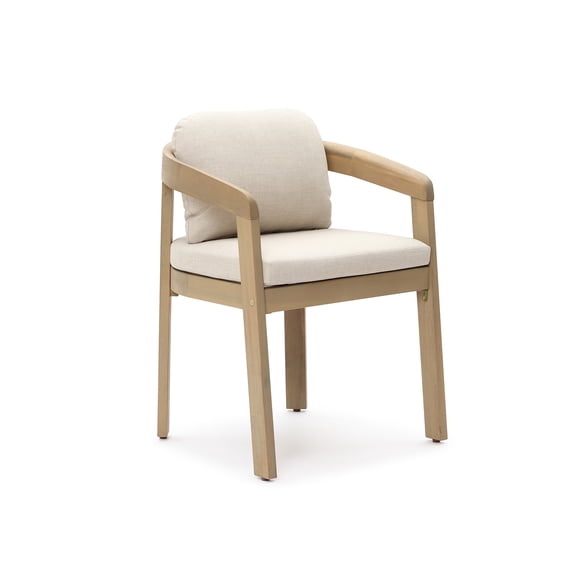LuxenHome Natural Acacia Patio Chair with Cushions, Durable & Stylish Outdoor Seating