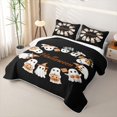 thumbnail image 3 of Homewish Warm Halloween Witch Ghost Twin Quilt Set,Pumpkin Lantern Pattern Twin Coverlet Set,Black Orange,2 Pieces, 3 of 7