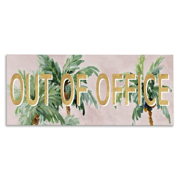Stupell Industries Out Of Office Palms Typography Painting Gallery Wrapped Canvas Art Print Wall Art, 24 x 10