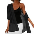 thumbnail image 6 of Fabrcox Shrug for Women Chiffon Open Front Long Women Cardigan Short Sleeve Comfy Casual Sun Protection Lightweight Sheer Shawls for Women Black S, 6 of 6