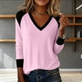thumbnail image 5 of QUNYINEY Soft Long Sleeve Shirts for Women Colorblock Crew Neck Tops Pullover Loose Fit Classic T-Shirt, 5 of 6