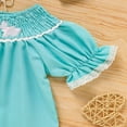 thumbnail image 6 of ZEHJUHAN Toddler Girls' Solid Color Dress Ruffle Short Sleeve Bunny Embroidery Dress with Headband Bow Blue，3-6M, 6 of 9