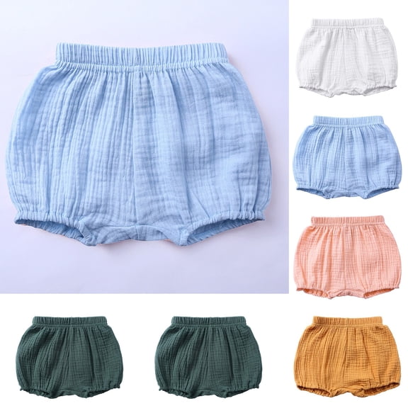 Liyamei Baby Solid Color Shorts with Elastic Waist for Summer Play Size 0-4,Blue