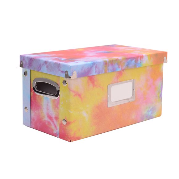 Snap-N-Store Vinyl Record Storage Box - Pack of 1 - 8.25 x 7.5 x 14.5 Inch LP Holder with Lid for 7-inch Records - Crate Holds up to 75 Vinyl Albums - Tie Dye