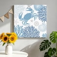 thumbnail image 2 of Canvas Wall Art, Coastal Blue Crab Framed Canvas Prints for Living Room Bathroom, Coral Starfish Ocean Conch Nautical Gallery Wrapped Wall Decor for Home Office, Gifts, 12"x12" Ship Next Day, 2 of 9