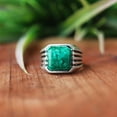 thumbnail image 6 of Emerald Gemstone Ring, 925 Sterling Silver Ring, Men's Signet Ring, Vintage Style Ring, Statement Ring, Chunky Emerald Ring, Boho Jewelry***, 6 of 7