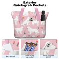 thumbnail image 2 of Tote Bag for Women - White Dogs and Flowers Shoulder Bag - Large Utility Work Duffle Bag with Zipper Handbag for Travel, Work, Sprots, 2 of 5