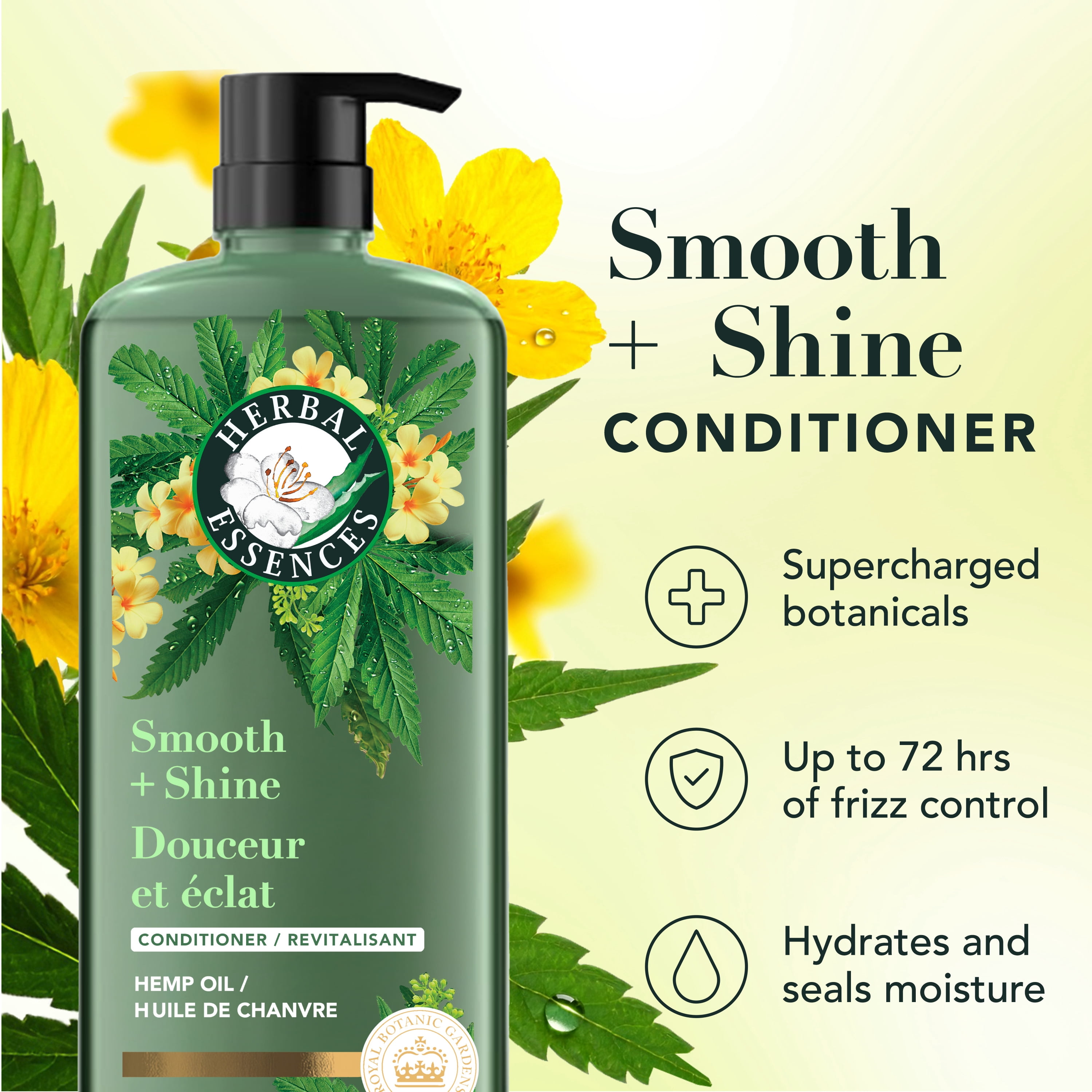 Herbal Essences Smooth + Shine Hemp Sulfate Free Conditioner, 20.2 fl oz