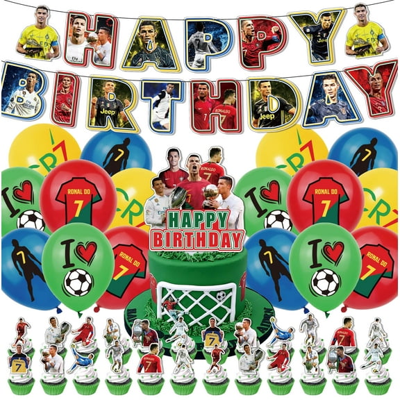 Soccer Balloons, Football Cupcakes, Football Banner, Football Centerpieces, Football Party Decorations Kit for Birthday Party Supplies, Soccer Theme Party Decorations